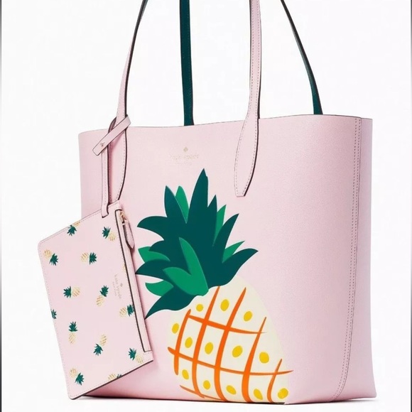 Kate Spade Colada Pineapple Graphic Large Tote Bag Pink...